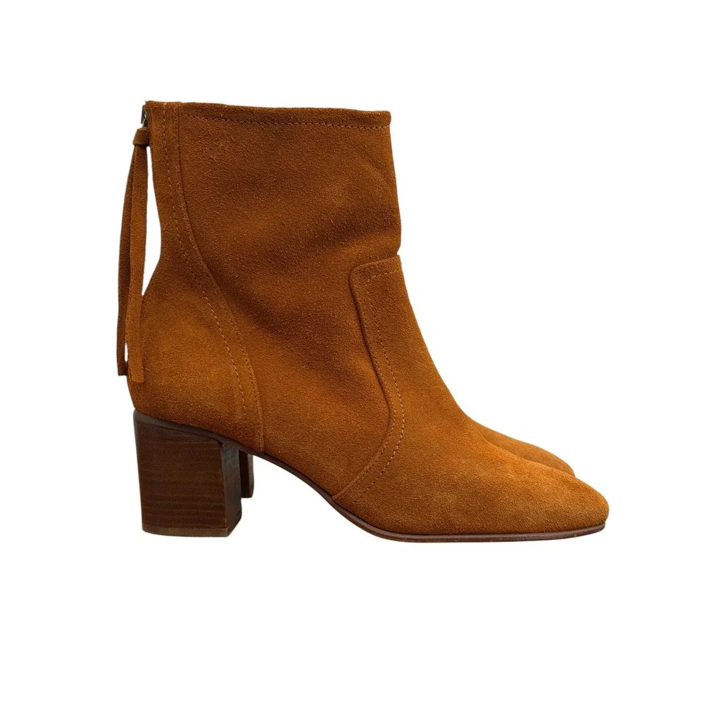 Farylrobin Anthropologie Brown Ankle Boots Womens SZ 9 40 Boho Slim Suede Tassel